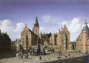 heinrich hansen frederiksborg castle,the departure of the royal falcon hunt oil painting artist